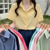 kemeja retro wanita lengan pendek